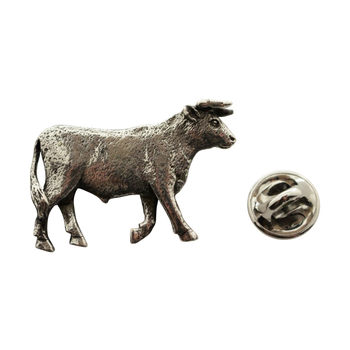 Bull Pin ~ Antiqued Pewter ~ Lapel Pin ~ Sarah's Treats & Treasures